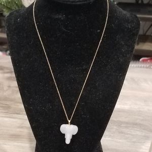 10k White Jade Necklace.  18 Inches